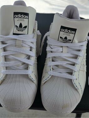 adidas White and Black Shell-Toe Superstar Sneakers